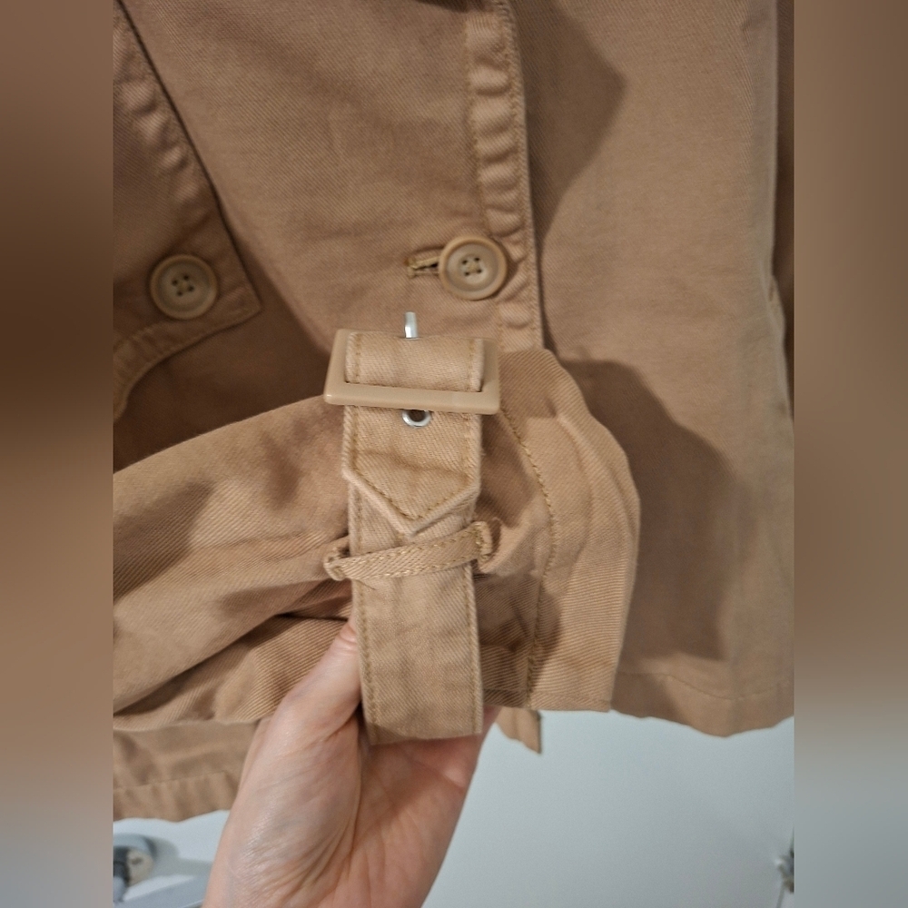 NWT Torrid Lightweight Tan 100% Cotton Twill Crop Trench (Size 1/1X) - Picture 8 of 11